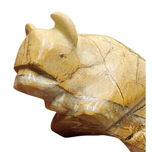 Native American Zuni Buffalo Fetish Signed Carved Stone Spirit Animal Southwest